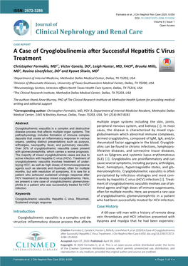 A Case of Cryoglobulinemia After Successful Hepatitis C Virus Treatment