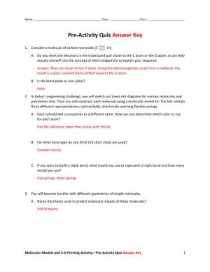 Pre-Activity Quiz Answer Key (Pdf)