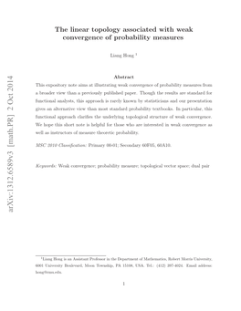 The Linear Topology Associated with Weak Convergence of Probability