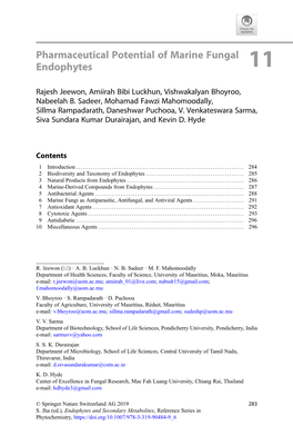 Pharmaceutical Potential of Marine Fungal Endophytes 11