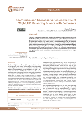 Geotourism and Geoconservation on the Isle of Wight, UK: Balancing Science with Commerce