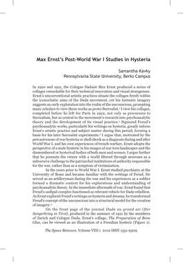 Max Ernst's Post-World War I Studies in Hysteria