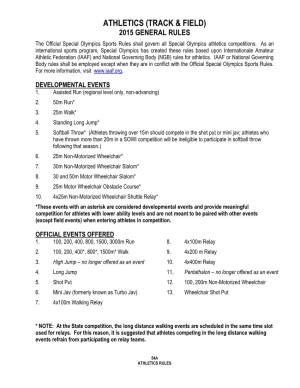 Athletics (Track & Field) 2015 General Rules
