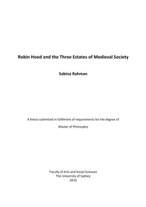Robin Hood and the Three Estates of Medieval Society