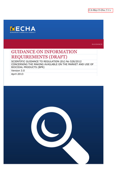 Guidance on Information Requirements (DRAFT) V 3.0 (04/2013) 1