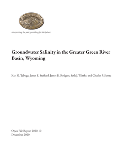 Groundwater Salinity in the Greater Green River Basin, Wyoming