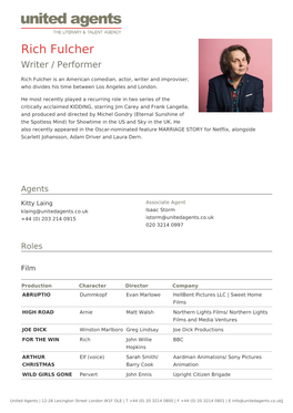 Rich Fulcher Writer / Performer