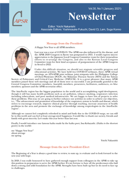 Newsletter Editor: Yoichi Nakanishi Associate Editors: Yoshinosuke Fukuchi, David CL Lam, Suga Konno