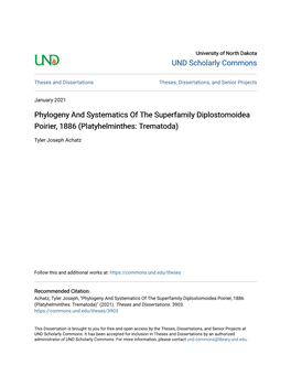 Phylogeny and Systematics of the Superfamily Diplostomoidea Poirier, 1886 (Platyhelminthes: Trematoda)
