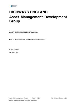 HIGHWAYS ENGLAND Asset Management Development Group