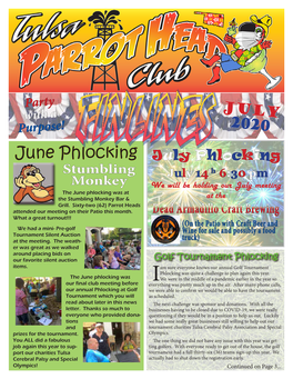June Phlocking July Phlocking Stumbling July 14Th 6:30 Pm Monkey We Will Be Holding Our July Meeting the June Phlocking Was at the Stumbling Monkey Bar & at the Grill
