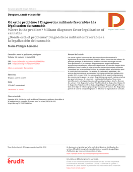 Diagnostics Militants Favorables À La Légalisation Du Cannabis