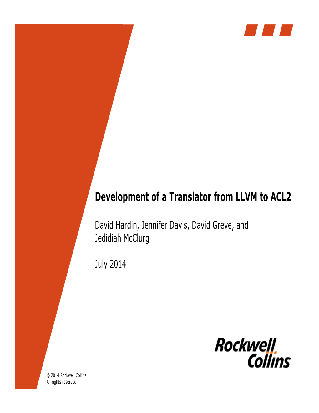 Development of a Translator from LLVM to ACL2