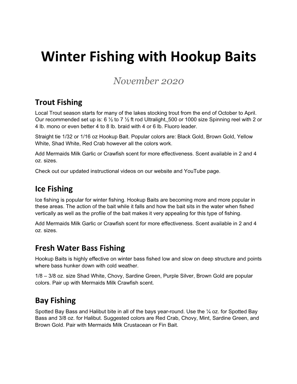 Winter Fishing with Hookup Baits