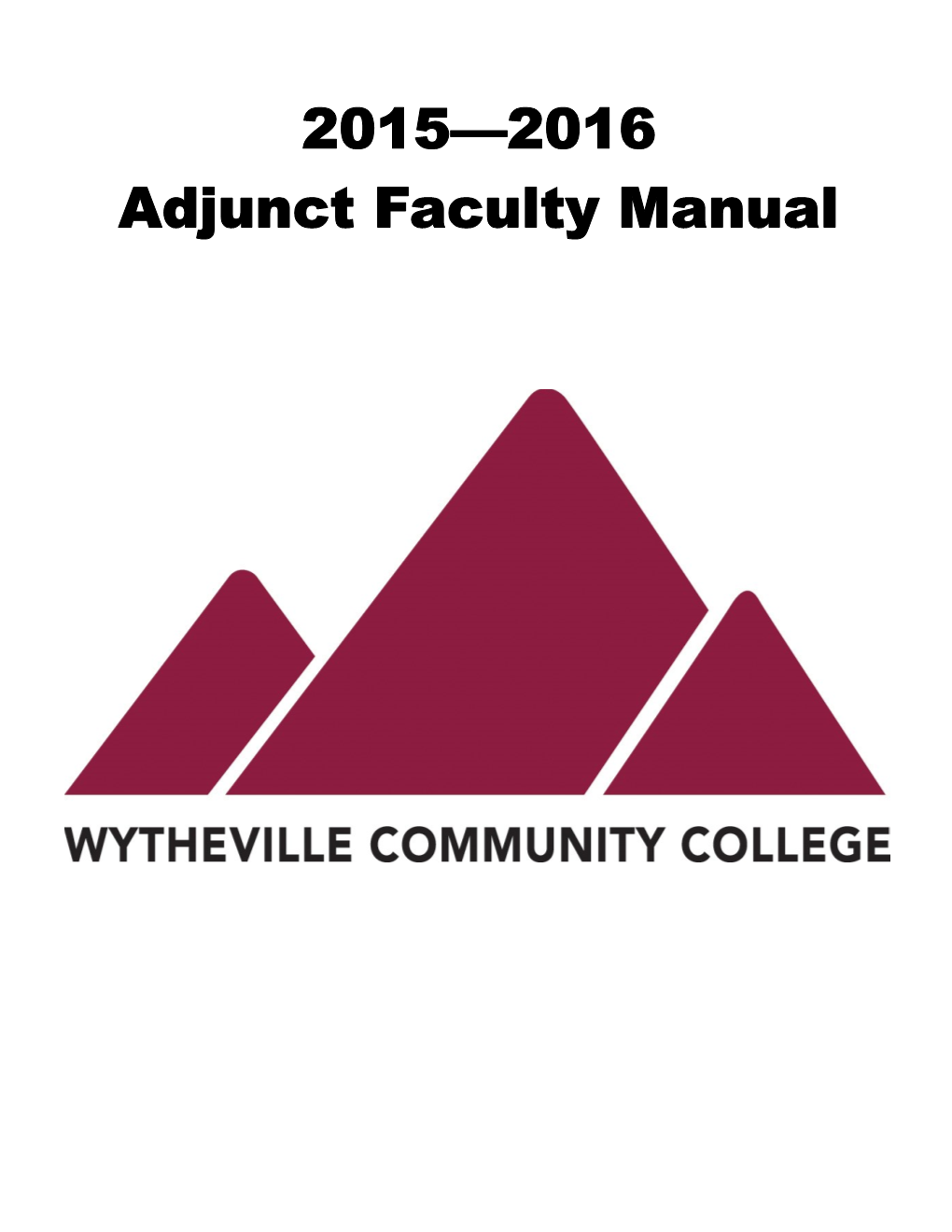 2015—2016 Adjunct Faculty Manual