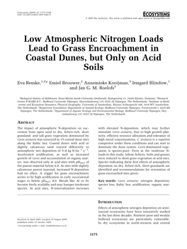 Low Atmospheric Nitrogen Loads Lead to Grass Encroachment in Coastal Dunes, but Only on Acid Soils