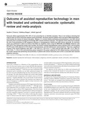 Outcome of Assisted Reproductive Technology in Men with Treated and Untreated Varicocele: Systematic Male Fertility Review and Meta‑Analysis