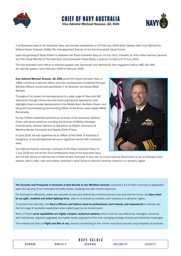 CHIEF of NAVY AUSTRALIA Vice Admiral Michael Noonan, AO, RAN