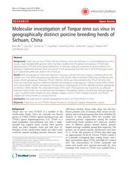 Molecular Investigation of Torque Teno Sus Virus in Geographically Distinct