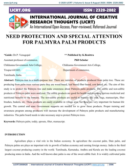 Need Protection and Special Attention for Palmyra Palm Products