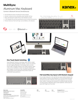 Multisync Aluminum Mac Keyboard Connect 4 Bluetooth Devices Simultaneously