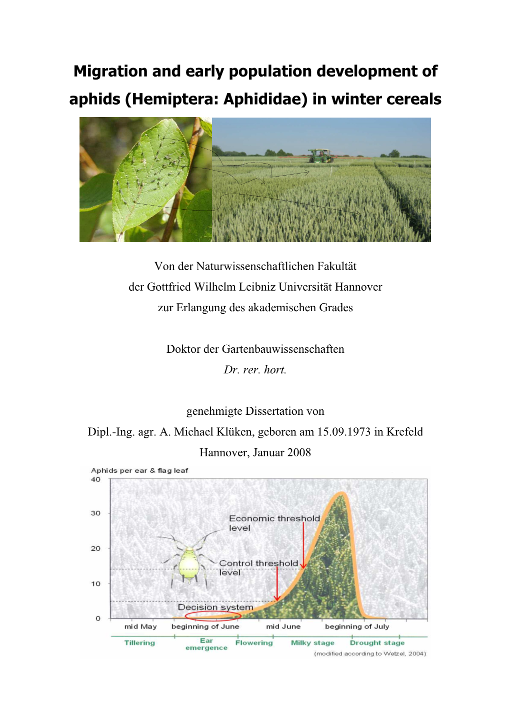 Migration and Early Population Development of Aphids (Hemiptera: Aphididae) in Winter Cereals