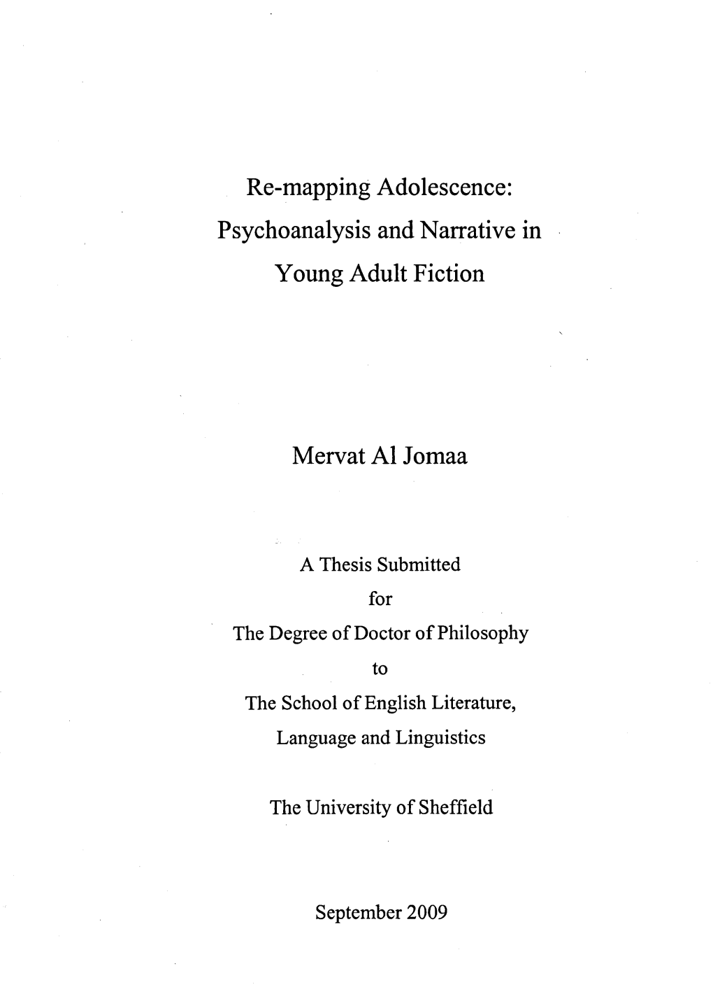 Psychoanalysis and Narrative in Young Adult Fiction