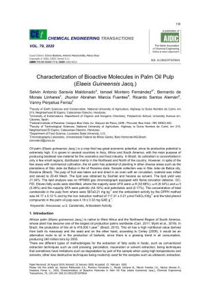 Characterization of Bioactive Molecules in Palm Oil Pulp
