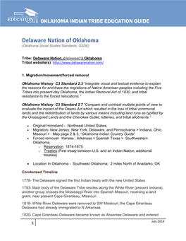 Delaware Nation of Oklahoma (Oklahoma Social Studies Standards, OSDE)