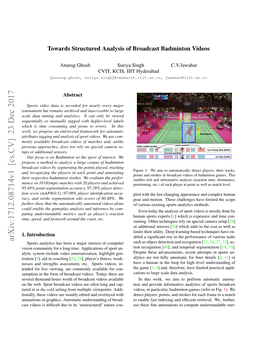 Towards Structured Analysis of Broadcast Badminton Videos