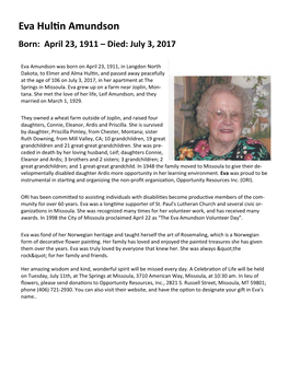 2017 Obituaries | Liberty County, Montana