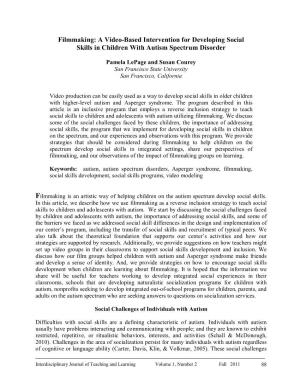 A Video-Based Intervention for Developing Social Skills in Children with Autism Spectrum Disorder