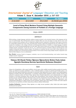 International Journal of Languages' Education and Teaching