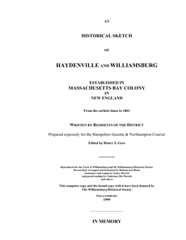 Haydenville and Williamsburg