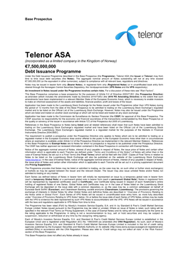 Telenor ASA – EMTN Base Prospectus 28 June 2013