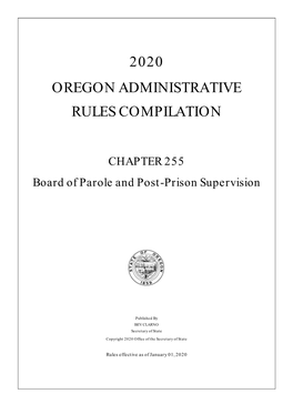 2020 Oregon Administrative Rules Compilation