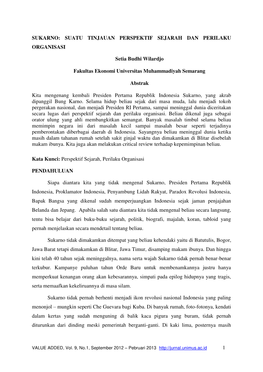 Sukarno: Suatu Tinjauan Perspektif Sejarah Dan Perilaku Organisasi