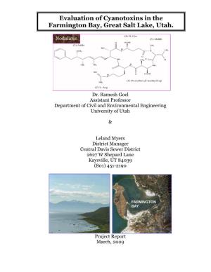 Evaluation of Cyanotoxins in the Farmington Bay, Great Salt Lake, Utah