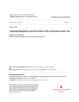 Corporate Regulation and the Origins of the Corporate Income Tax