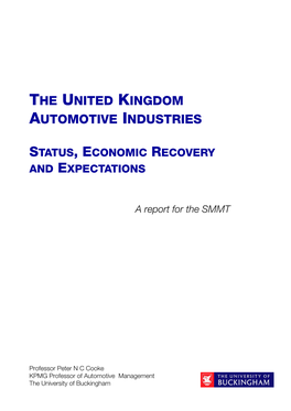 The United Kingdom Automotive Industries. Status, Economic Recovery and Expectations