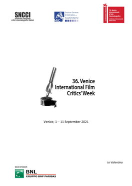 Venice, 1 – 11 September 2021