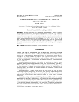 Determination of Surface Charge Density of Α-Alumina by Acid-Base Titration 119