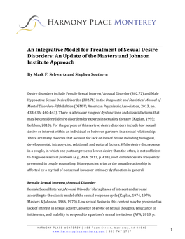 An Integrative Model for Treatment of Sexual Desire Disorders: an Update of the Masters and Johnson Institute Approach
