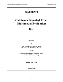 California Dimethyl Ether Multimedia Evaluation