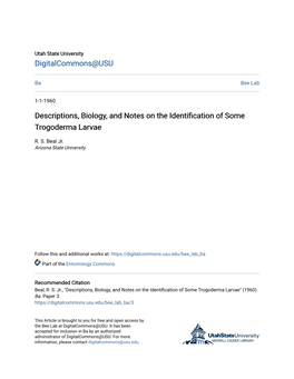 Descriptions, Biology, and Notes on the Identification of Some Trogoderma Larvae