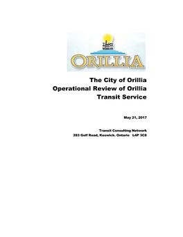 The City of Orillia Operational Review of Orillia Transit Service