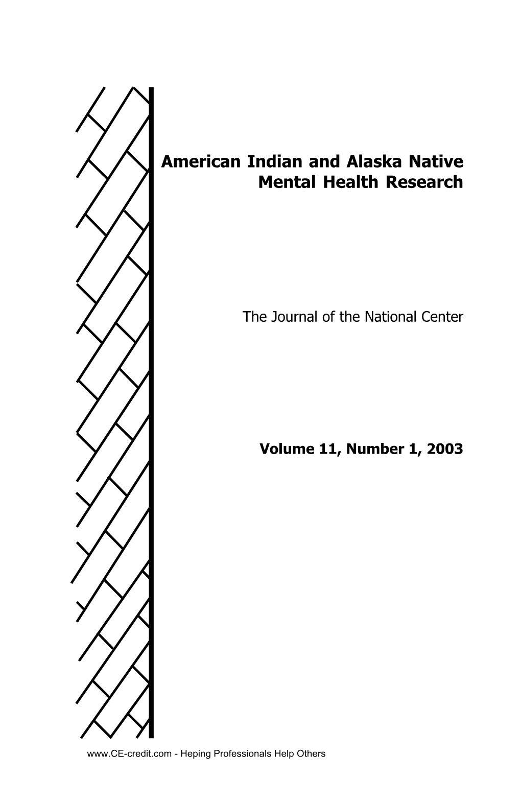 American Indian and Alaska Native Mental Health Research