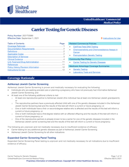 Carrier Testing for Genetic Diseases