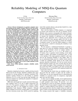 Reliability Modeling of NISQ-Era Quantum Computers