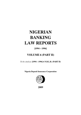 Nigerian Banking Law Reports [1994 – 1996]
